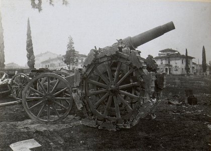 15cm Geschütz.Görz.Parkplatz, (Ende März. 1918.) (BildID 15664432)