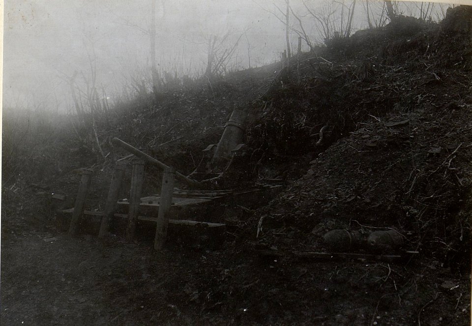 15cm Mörser in Feuerstellung. Podgorahöhe April 1918. (BildID 15664600)