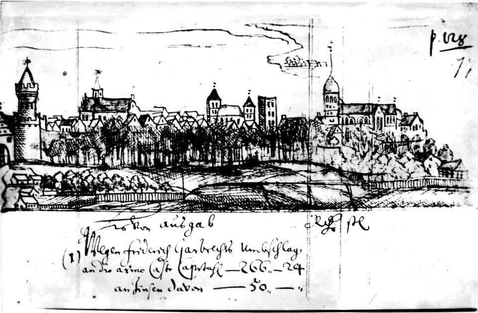 16 Kamień Pomorski - Panorama miasta od lądu wg J. Rugego
