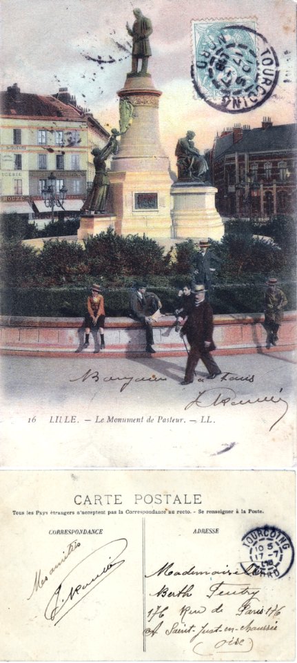 16 Lille. — Le Monument de Pasteur. – LL. vº-rº