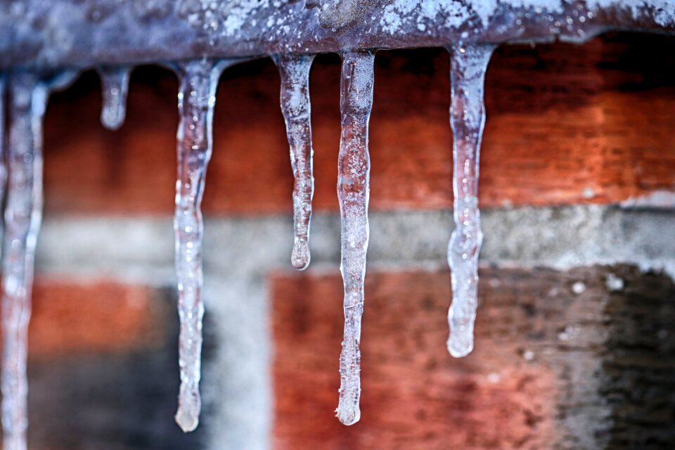 Frost winter brick wall