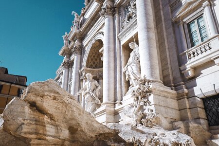 Blue sky trevi fountain
