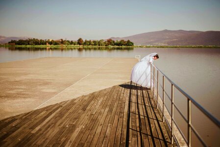Wedding gown sea