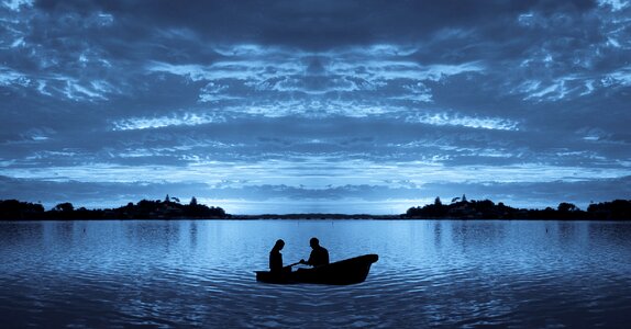 Together lake moon light