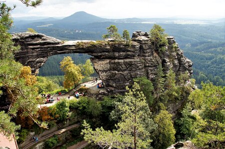 Footbridge sandstone rocks czech republic