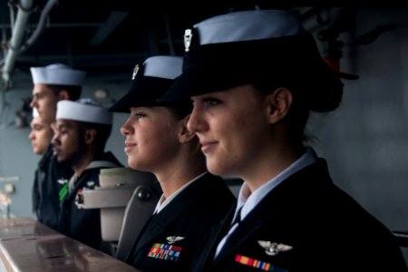 161016-N-OY799-126 - Sailors man rails of USS Ronald Reagan