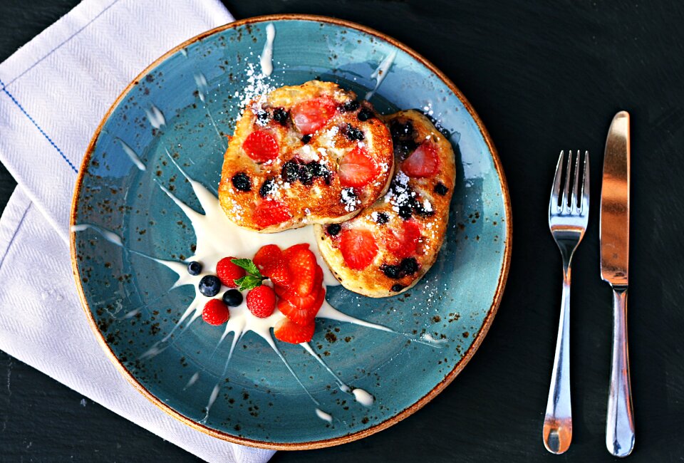 Pancake blueberry sweets photo