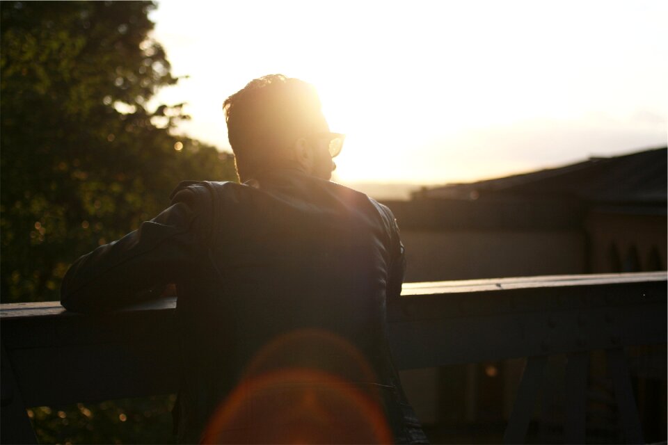 Leather jacket sunshine sun rays photo