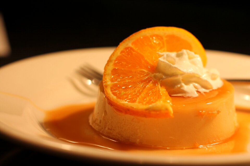 Plate cream orange food