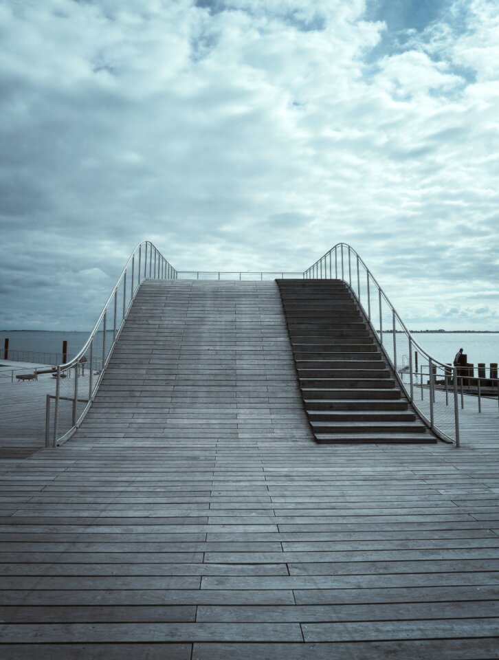Stairs wood clouds