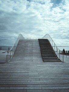Stairs wood clouds