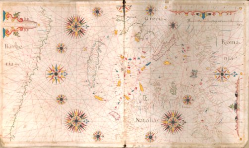 1640 Portolan chart of the Aegean Sea by Giovanni Battista Cavallini
