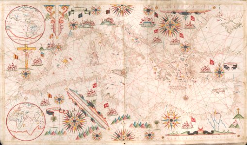 1640 Portolan chart of the Mediterranean Sea by Giovanni Battista Cavallini