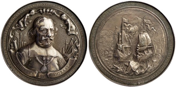 1666, slag bij Duinkerken penning ter ere van de Ruyter, objectnr PA 494