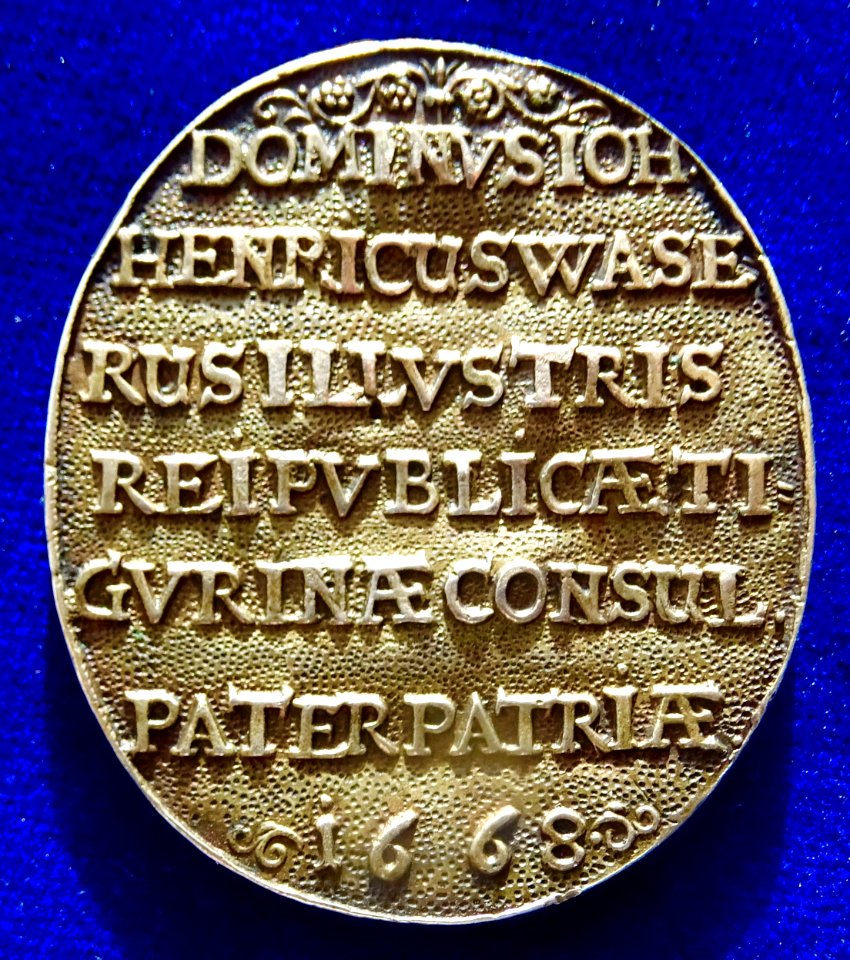 1668 Swiss Baroque Medal Zürich Mayor Johann Waser, reverse