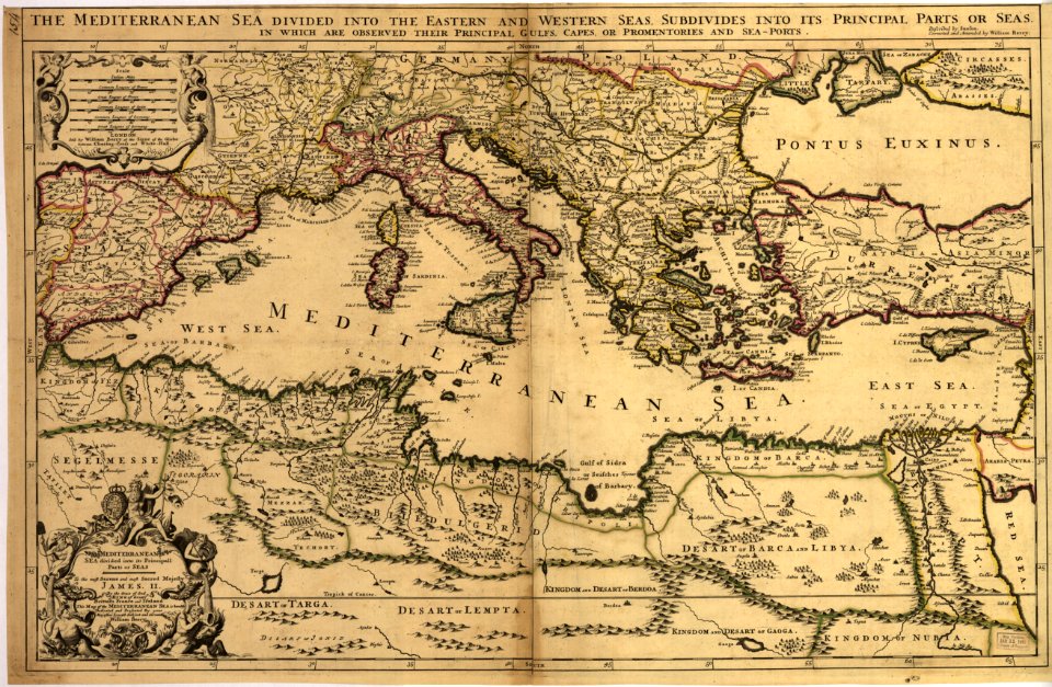 1680s map - The Mediterranean Sea, divided into its Principall Parts or Seas