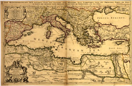1680s map - The Mediterranean Sea, divided into its Principall Parts or Seas