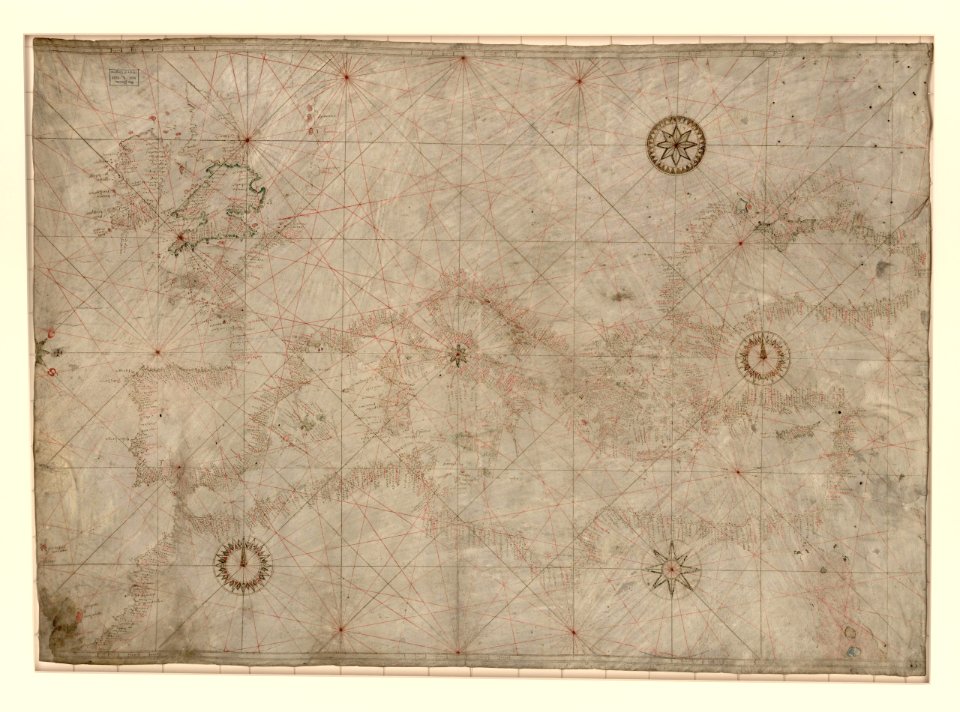 16th century Portolan chart of the Mediterranean and the Black Sea
