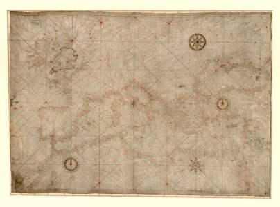 16th century Portolan chart of the Mediterranean and the Black Sea