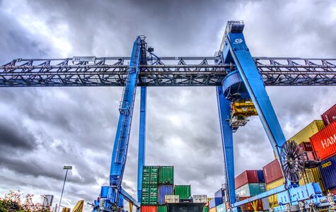 Stacked container terminal container handling photo