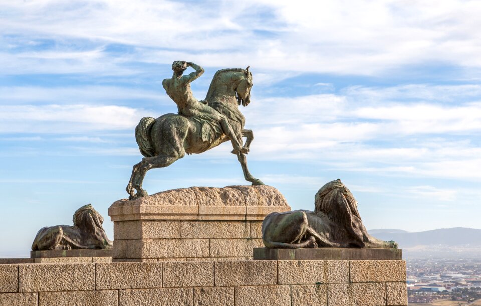 Sky naked man on horse bronze