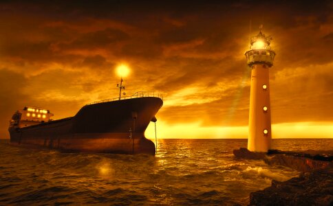 Lighthouse light sunset