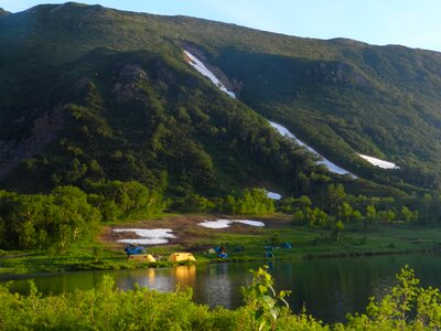 Tents summer snow photo