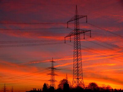 Power line landlines evening sun