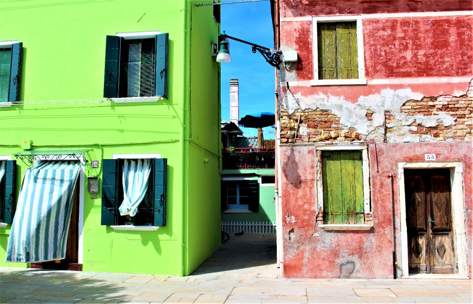 Facade buildings colourful