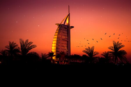 Burj al arab sunset dusk photo