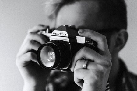 Pentax black and white hand photo