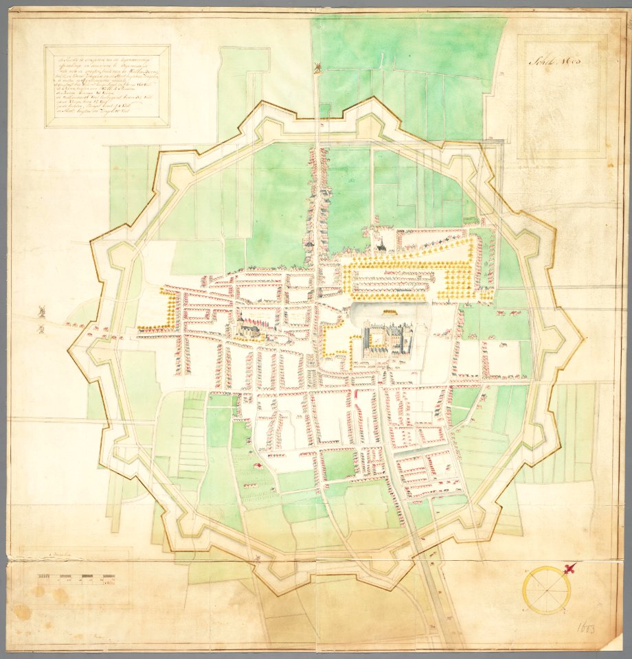 1732, Kopie naar vestingkaart van 's-Gravenhage uit 1603 door Hans Groll