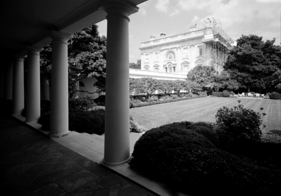 173. Rose Garden; Oblique View of Columns, looking NE