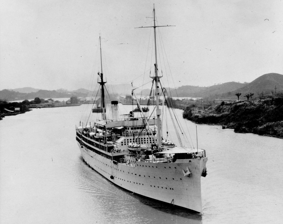 US Hospital Ship RELIEF (AH-1) Steams through the Panama Canal during the 1930s. (51065529998)