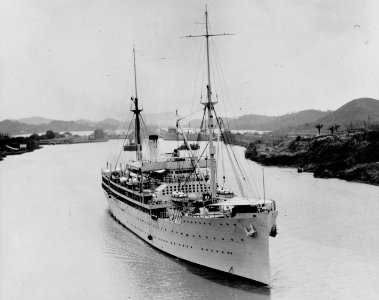 US Hospital Ship RELIEF (AH-1) Steams through the Panama Canal during the 1930s. (51065529998)