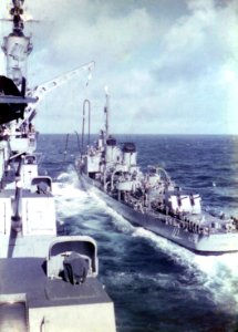 USS Coral Sea (CVB-43) conducting Underway Replenishment with USS Samuel B. Roberts (DD-823). 1949 (49338756728)