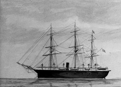 USS Trenton at anchor in Apia Harbor Samos prior to the storm, before she had made heavy weather preparations 15-16 March 1889. (50345461186)