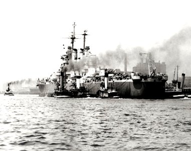 USS Little Rock (CL 92) Port quarter view prior to commissioning 1945. (49633718626)