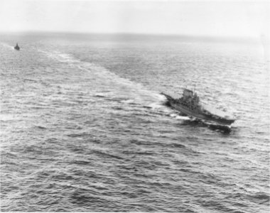 USS Saratoga (CV-3) on Maneuver's followed by destroyer date location unknown 1940s.. (50239535173)