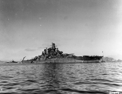USS TENNESSEE (BB-43) at Adak, Aleutians, on August 12, 1943, just before the Kiska Operation (51161082501)