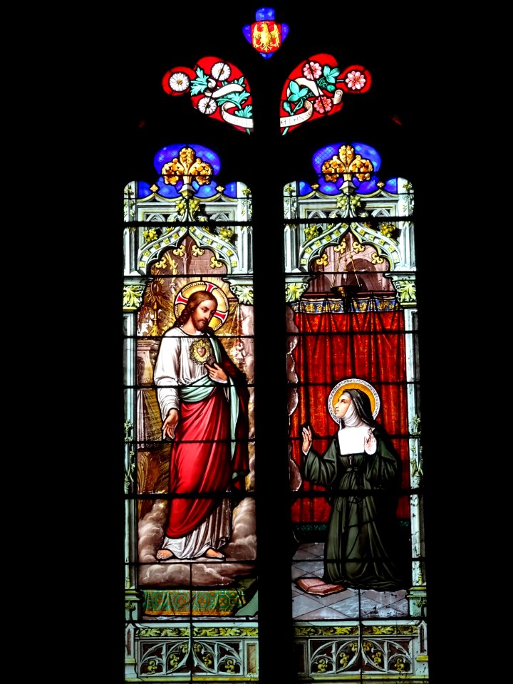 Vitrail Sacré Coeur de Jéus Sainte Marguerite-Marie Alacoque église Saint-Martin de Couches