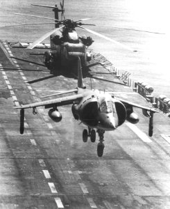 AV-8A VMA-513 taking off from USS Tarawa (LHA-1) 1980