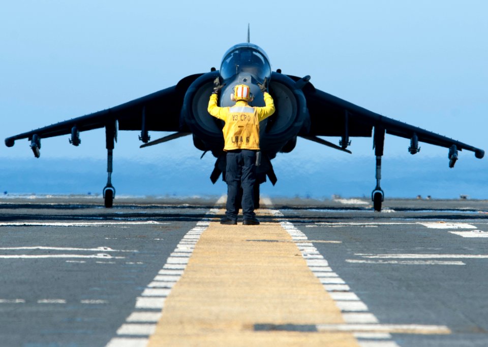 AV-8B Harriers operate aboard USS America 150225-N-ZZ999-003