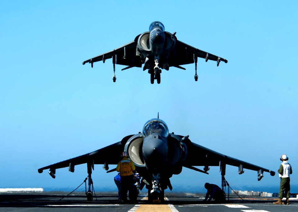 AV-8B Harriers operate aboard USS America 150225-N-ZZ999-004