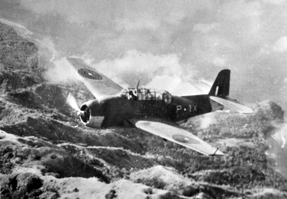 Avenger from HMS Victorious in flight c1944