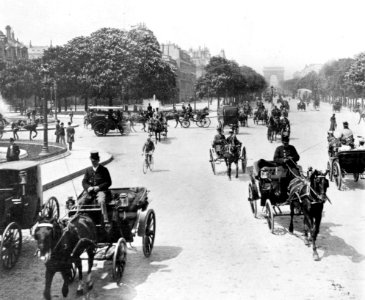 Avenue du Champs Elysees from Rond Point to the Arch of Triumph, Paris, France photo