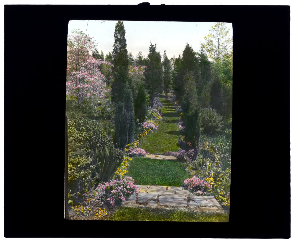 Old Acres, Robert Low Bacon house, Old Westbury, New York. Steps from rose garden to wild flower sanctuary LCCN2007685973