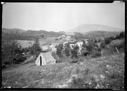 Partial view of CCC Camp, TVA ^24, located north of Clinch River and Big Sycamore Creek, east of Lone Mountain... - NARA - 532786