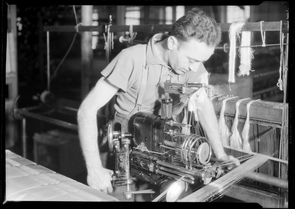Paterson, New Jersey - Textiles - Wishnack Silk Company - A machine twister is shown being operated - NARA - 518761