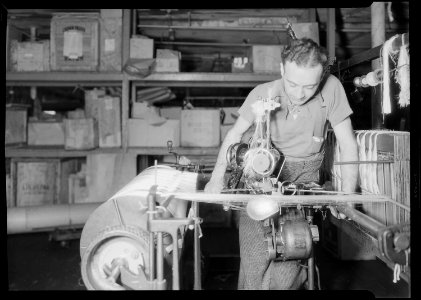 Paterson, New Jersey - Textiles - Wishnack Silk Company - A machine twister is shown being operated - NARA - 518762